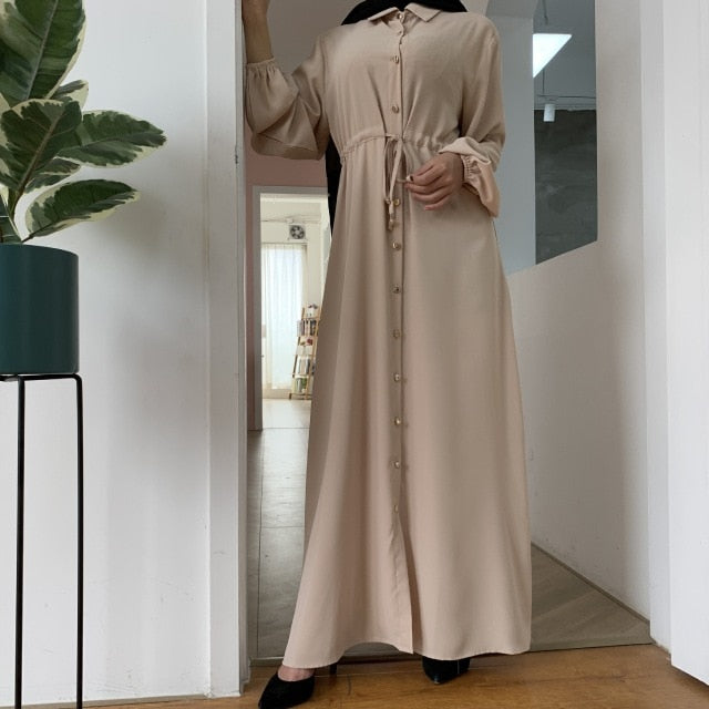 Women Dubai Abaya Turkey Muslim Fashion Hijab Long Dress Lapel Kaftan Islam Clothing African Maxi Dresses For Women Robe