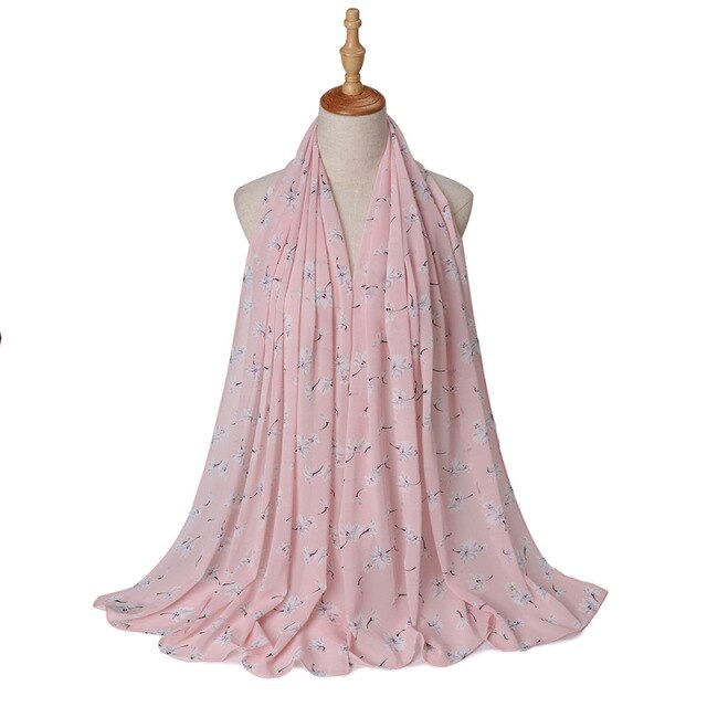 Muslim Women Bubble Chiffon Hijab Scarf Femme Musulman Foulard Printed Long Shawl Wraps Islamic Arab Headwear Turbanet Headscarf