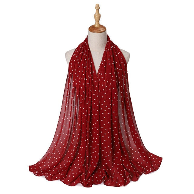 Muslim Women Bubble Chiffon Hijab Scarf Femme Musulman Foulard Printed Long Shawl Wraps Islamic Arab Headwear Turbanet Headscarf