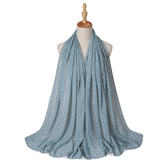 Muslim Women Bubble Chiffon Hijab Scarf Femme Musulman Foulard Printed Long Shawl Wraps Islamic Arab Headwear Turbanet Headscarf