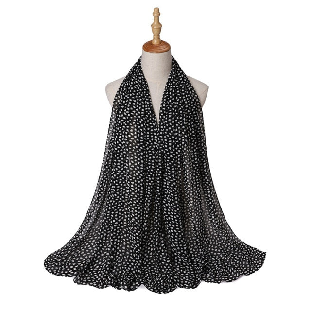 Muslim Women Bubble Chiffon Hijab Scarf Femme Musulman Foulard Printed Long Shawl Wraps Islamic Arab Headwear Turbanet Headscarf