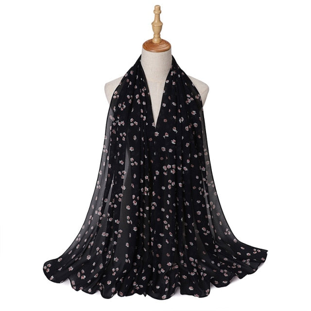 Muslim Women Bubble Chiffon Hijab Scarf Femme Musulman Foulard Printed Long Shawl Wraps Islamic Arab Headwear Turbanet Headscarf