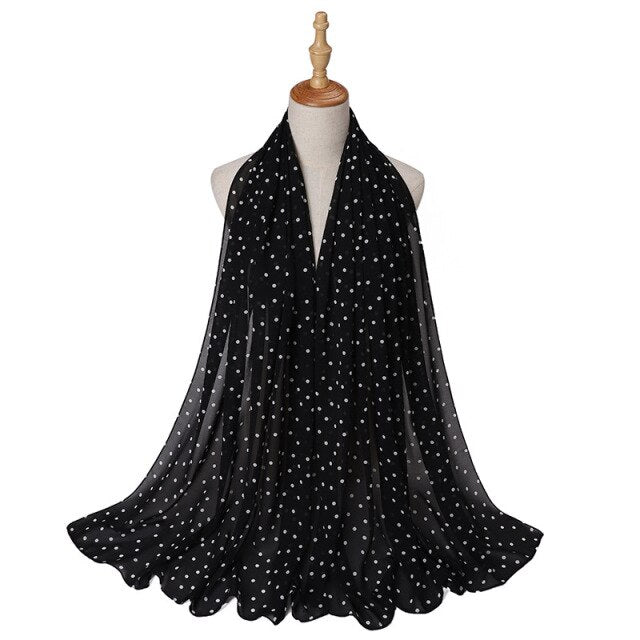 Muslim Women Bubble Chiffon Hijab Scarf Femme Musulman Foulard Printed Long Shawl Wraps Islamic Arab Headwear Turbanet Headscarf