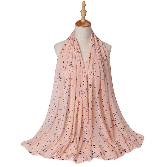 Muslim Women Bubble Chiffon Hijab Scarf Femme Musulman Foulard Printed Long Shawl Wraps Islamic Arab Headwear Turbanet Headscarf