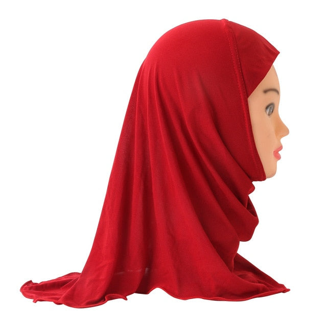 Muslim Girls Kids Hijab Islamic Scarf Shawls No Decoration Soft and Stretch Material for 2 to 7 years old Girls Wholesale 50cm