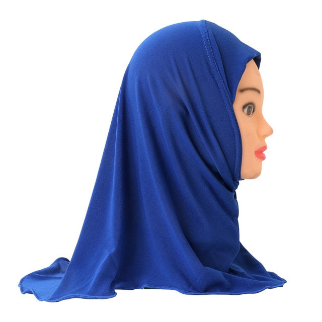 Muslim Girls Kids Hijab Islamic Scarf Shawls No Decoration Soft and Stretch Material for 2 to 7 years old Girls Wholesale 50cm