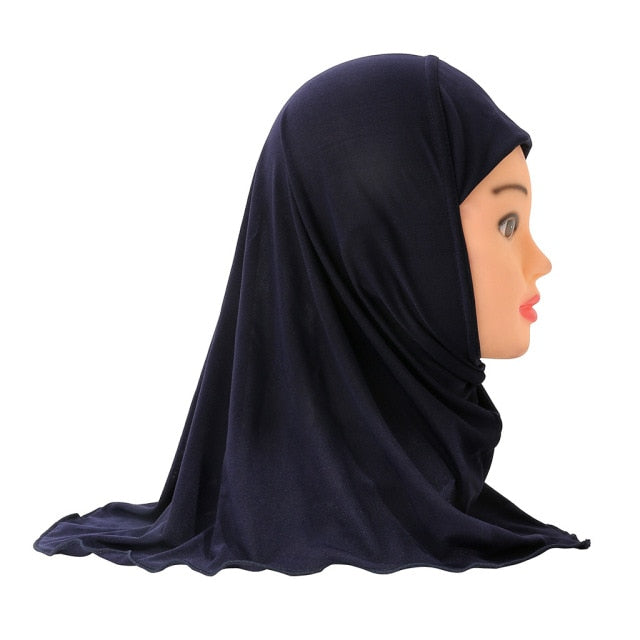 Muslim Girls Kids Hijab Islamic Scarf Shawls No Decoration Soft and Stretch Material for 2 to 7 years old Girls Wholesale 50cm