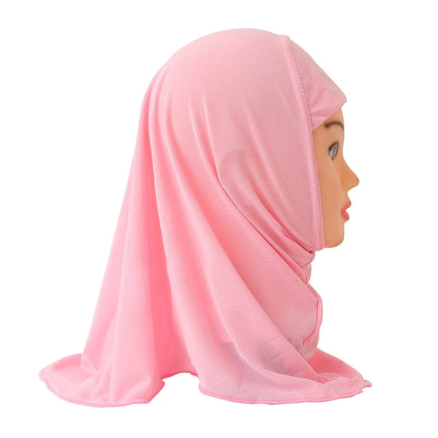 Muslim Girls Kids Hijab Islamic Scarf Shawls No Decoration Soft and Stretch Material for 2 to 7 years old Girls Wholesale 50cm