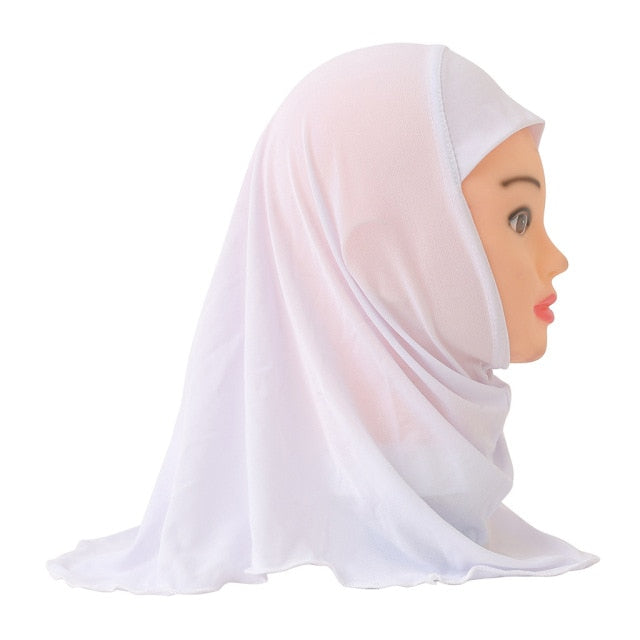 Muslim Girls Kids Hijab Islamic Scarf Shawls No Decoration Soft and Stretch Material for 2 to 7 years old Girls Wholesale 50cm