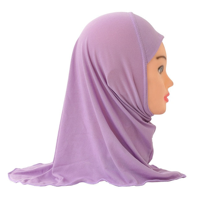Muslim Girls Kids Hijab Islamic Scarf Shawls No Decoration Soft and Stretch Material for 2 to 7 years old Girls Wholesale 50cm