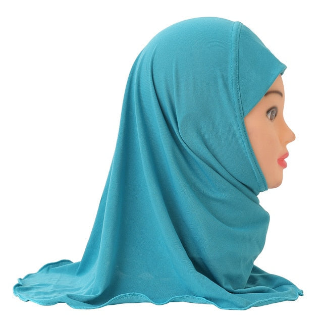 Muslim Girls Kids Hijab Islamic Scarf Shawls No Decoration Soft and Stretch Material for 2 to 7 years old Girls Wholesale 50cm