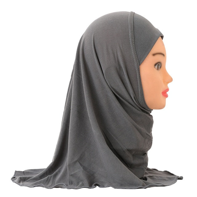 Muslim Girls Kids Hijab Islamic Scarf Shawls No Decoration Soft and Stretch Material for 2 to 7 years old Girls Wholesale 50cm