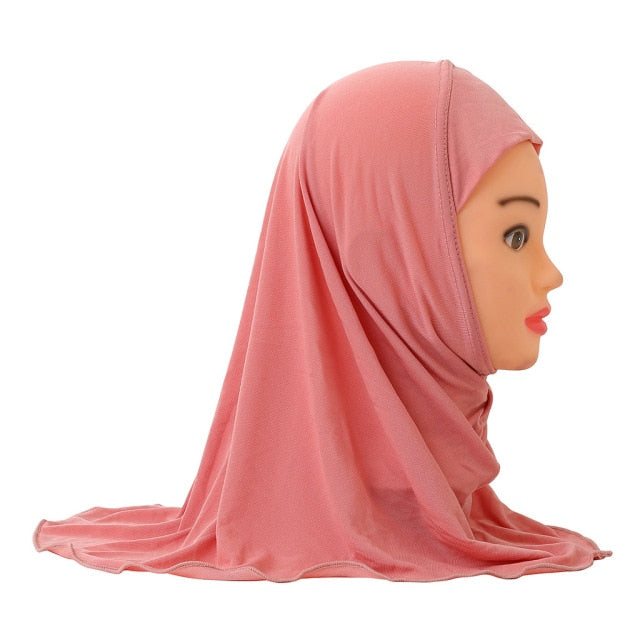 Muslim Girls Kids Hijab Islamic Scarf Shawls No Decoration Soft and Stretch Material for 2 to 7 years old Girls Wholesale 50cm