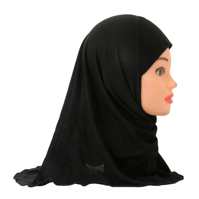 Muslim Girls Kids Hijab Islamic Scarf Shawls No Decoration Soft and Stretch Material for 2 to 7 years old Girls Wholesale 50cm