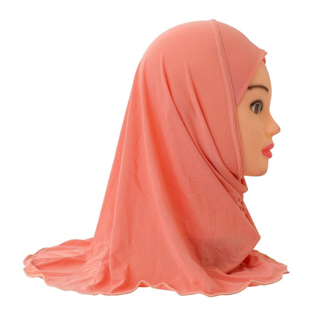 Muslim Girls Kids Hijab Islamic Scarf Shawls No Decoration Soft and Stretch Material for 2 to 7 years old Girls Wholesale 50cm