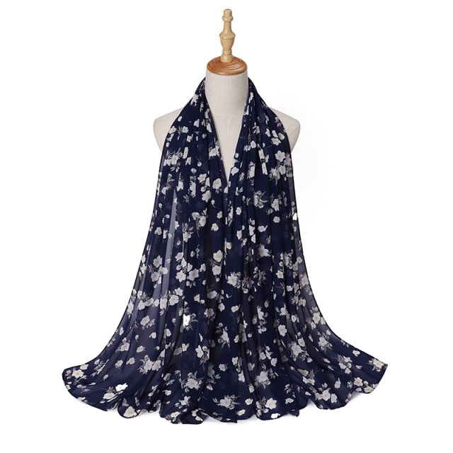 Muslim Women Bubble Chiffon Hijab Scarf Femme Musulman Foulard Printed Long Shawl Wraps Islamic Arab Headwear Turbanet Headscarf