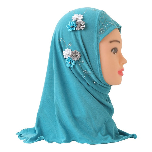 Muslim Girls Kids Hijab Islamic Scarf Shawls No Decoration Soft and Stretch Material for 2 to 7 years old Girls Wholesale 50cm