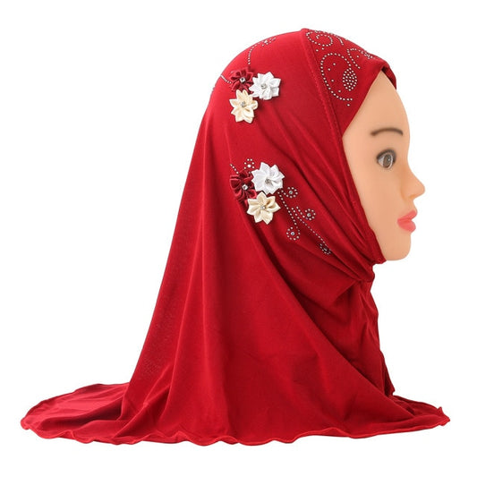 Muslim Girls Kids Hijab Islamic Scarf Shawls No Decoration Soft and Stretch Material for 2 to 7 years old Girls Wholesale 50cm