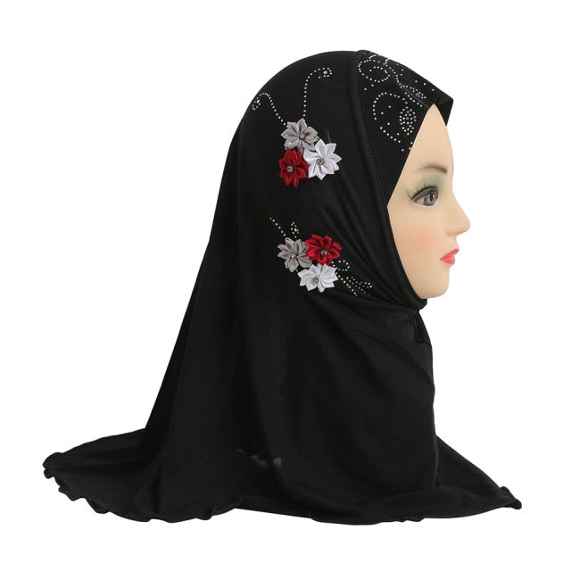 Muslim Girls Kids Hijab Islamic Scarf Shawls No Decoration Soft and Stretch Material for 2 to 7 years old Girls Wholesale 50cm