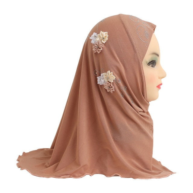 Muslim Girls Kids Hijab Islamic Scarf Shawls No Decoration Soft and Stretch Material for 2 to 7 years old Girls Wholesale 50cm