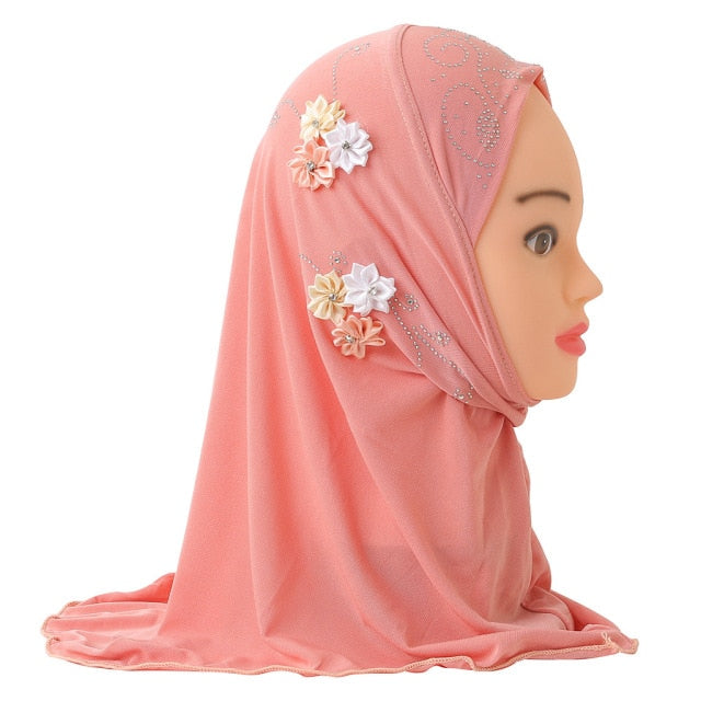 Muslim Girls Kids Hijab Islamic Scarf Shawls No Decoration Soft and Stretch Material for 2 to 7 years old Girls Wholesale 50cm