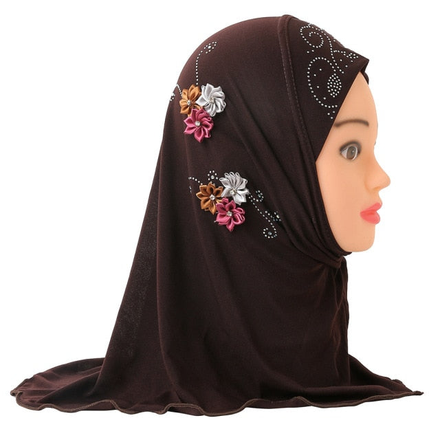Muslim Girls Kids Hijab Islamic Scarf Shawls No Decoration Soft and Stretch Material for 2 to 7 years old Girls Wholesale 50cm