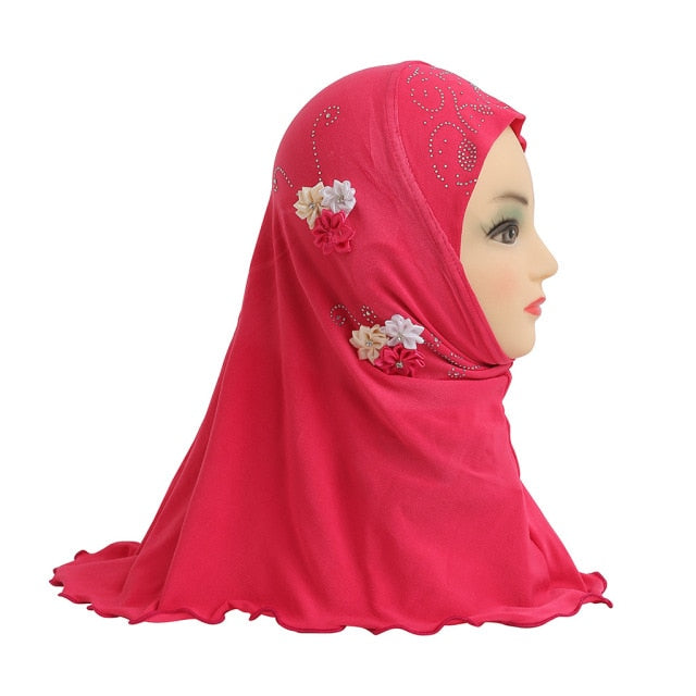 Muslim Girls Kids Hijab Islamic Scarf Shawls No Decoration Soft and Stretch Material for 2 to 7 years old Girls Wholesale 50cm