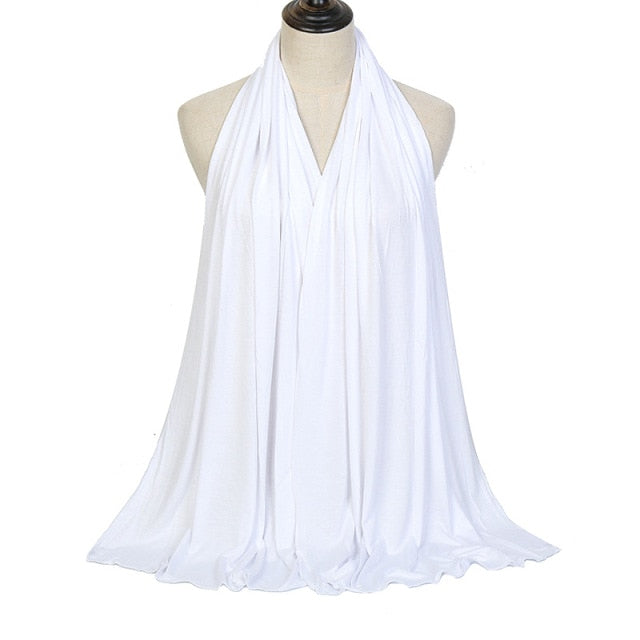 JTVOVO 2021 New Muslim Women Solid Color Jersey Hijab Breathable Mercerized Cotton Head Wrap Scarf Headscarf Turban Islamic Veil