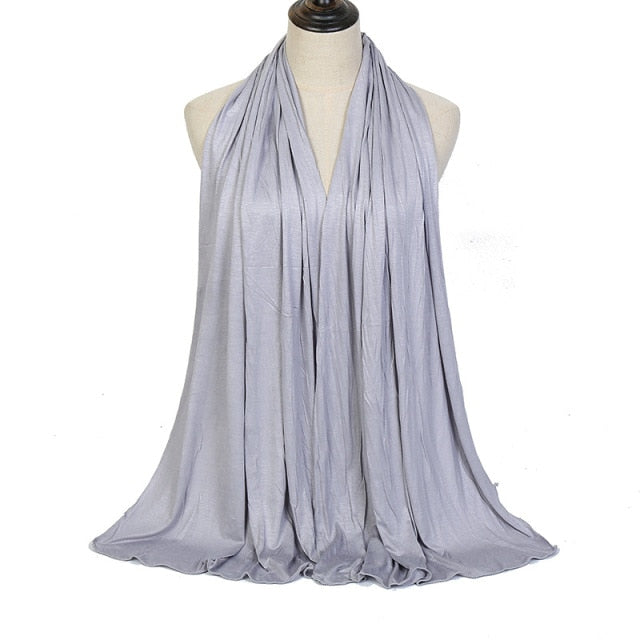 JTVOVO 2021 New Muslim Women Solid Color Jersey Hijab Breathable Mercerized Cotton Head Wrap Scarf Headscarf Turban Islamic Veil