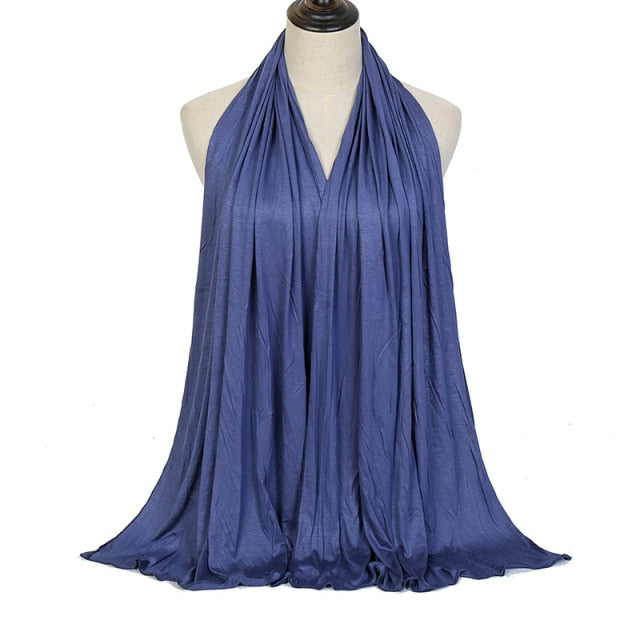 JTVOVO 2021 New Muslim Women Solid Color Jersey Hijab Breathable Mercerized Cotton Head Wrap Scarf Headscarf Turban Islamic Veil