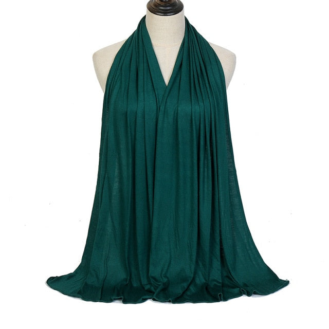 JTVOVO 2021 New Muslim Women Solid Color Jersey Hijab Breathable Mercerized Cotton Head Wrap Scarf Headscarf Turban Islamic Veil