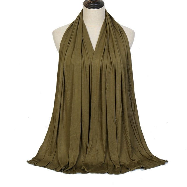 JTVOVO 2021 New Muslim Women Solid Color Jersey Hijab Breathable Mercerized Cotton Head Wrap Scarf Headscarf Turban Islamic Veil