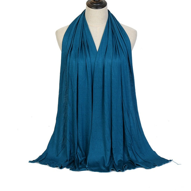 JTVOVO 2021 New Muslim Women Solid Color Jersey Hijab Breathable Mercerized Cotton Head Wrap Scarf Headscarf Turban Islamic Veil