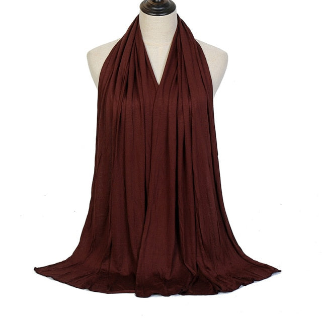 JTVOVO 2021 New Muslim Women Solid Color Jersey Hijab Breathable Mercerized Cotton Head Wrap Scarf Headscarf Turban Islamic Veil