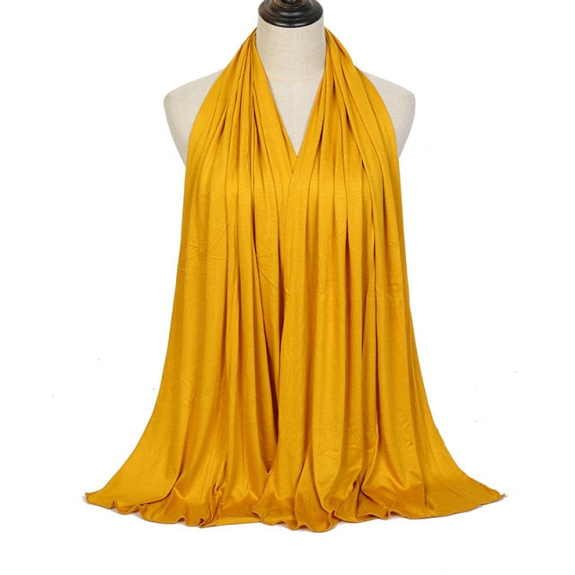 JTVOVO 2021 New Muslim Women Solid Color Jersey Hijab Breathable Mercerized Cotton Head Wrap Scarf Headscarf Turban Islamic Veil