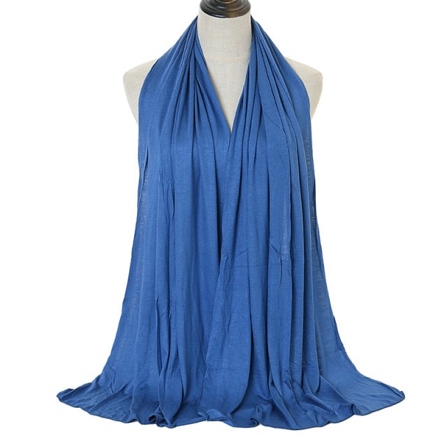 JTVOVO 2021 New Muslim Women Solid Color Jersey Hijab Breathable Mercerized Cotton Head Wrap Scarf Headscarf Turban Islamic Veil