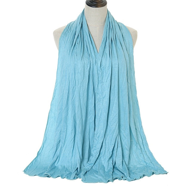 JTVOVO 2021 New Muslim Women Solid Color Jersey Hijab Breathable Mercerized Cotton Head Wrap Scarf Headscarf Turban Islamic Veil