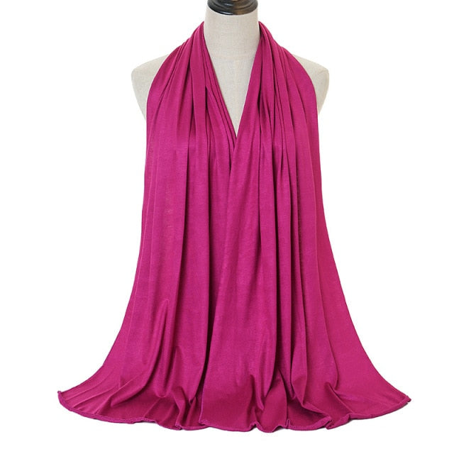 JTVOVO 2021 New Muslim Women Solid Color Jersey Hijab Breathable Mercerized Cotton Head Wrap Scarf Headscarf Turban Islamic Veil