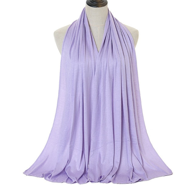 JTVOVO 2021 New Muslim Women Solid Color Jersey Hijab Breathable Mercerized Cotton Head Wrap Scarf Headscarf Turban Islamic Veil