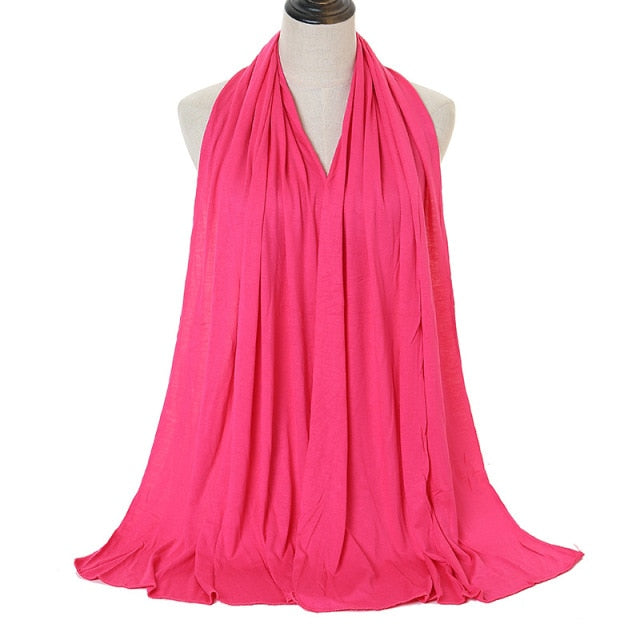 JTVOVO 2021 New Muslim Women Solid Color Jersey Hijab Breathable Mercerized Cotton Head Wrap Scarf Headscarf Turban Islamic Veil