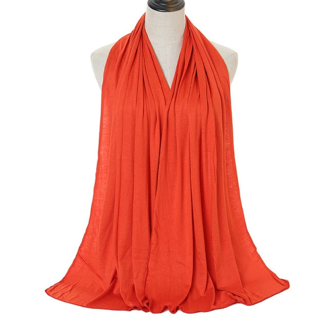 JTVOVO 2021 New Muslim Women Solid Color Jersey Hijab Breathable Mercerized Cotton Head Wrap Scarf Headscarf Turban Islamic Veil
