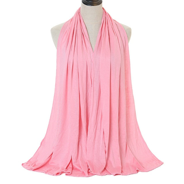 JTVOVO 2021 New Muslim Women Solid Color Jersey Hijab Breathable Mercerized Cotton Head Wrap Scarf Headscarf Turban Islamic Veil