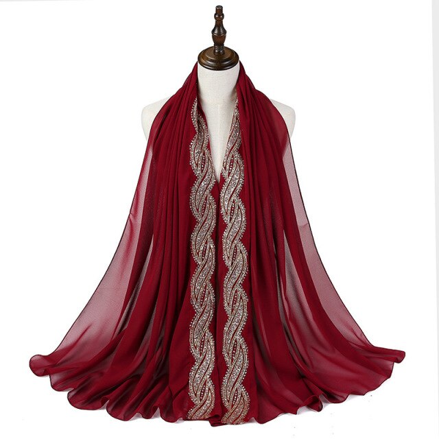 Glitter Bubble Chiffon Hijab Scarf Women Muslim Fashion Headscarf Wrap Islamic Long Shawl Pashmina Scarves Hijabs Soie De Medine