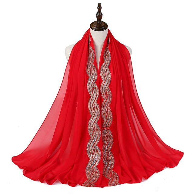 Glitter Bubble Chiffon Hijab Scarf Women Muslim Fashion Headscarf Wrap Islamic Long Shawl Pashmina Scarves Hijabs Soie De Medine