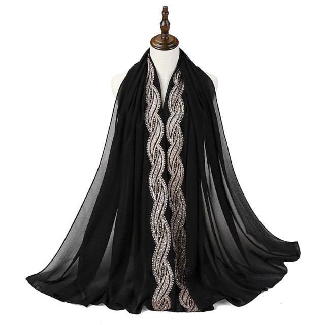 Glitter Bubble Chiffon Hijab Scarf Women Muslim Fashion Headscarf Wrap Islamic Long Shawl Pashmina Scarves Hijabs Soie De Medine
