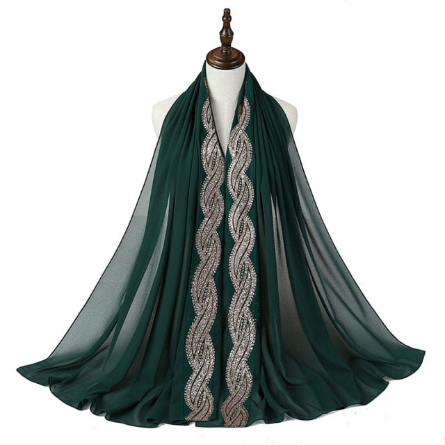 Glitter Bubble Chiffon Hijab Scarf Women Muslim Fashion Headscarf Wrap Islamic Long Shawl Pashmina Scarves Hijabs Soie De Medine
