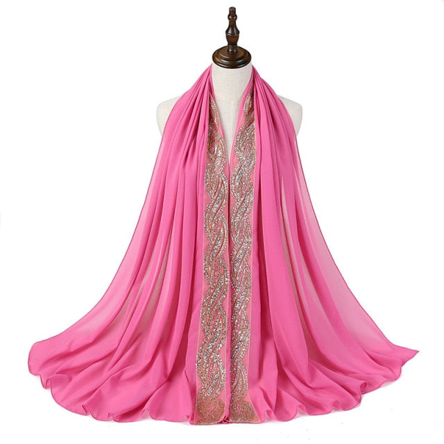 Glitter Bubble Chiffon Hijab Scarf Women Muslim Fashion Headscarf Wrap Islamic Long Shawl Pashmina Scarves Hijabs Soie De Medine