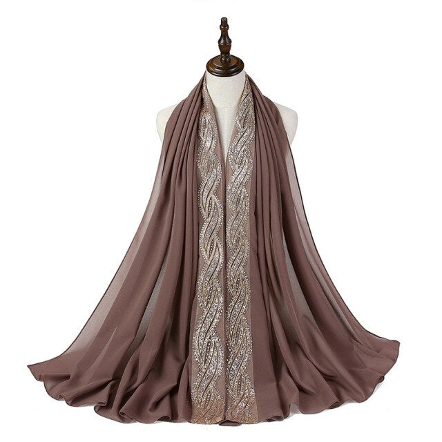 Glitter Bubble Chiffon Hijab Scarf Women Muslim Fashion Headscarf Wrap Islamic Long Shawl Pashmina Scarves Hijabs Soie De Medine
