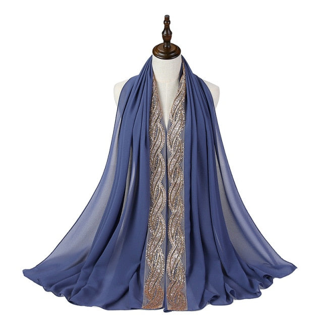 Glitter Bubble Chiffon Hijab Scarf Women Muslim Fashion Headscarf Wrap Islamic Long Shawl Pashmina Scarves Hijabs Soie De Medine