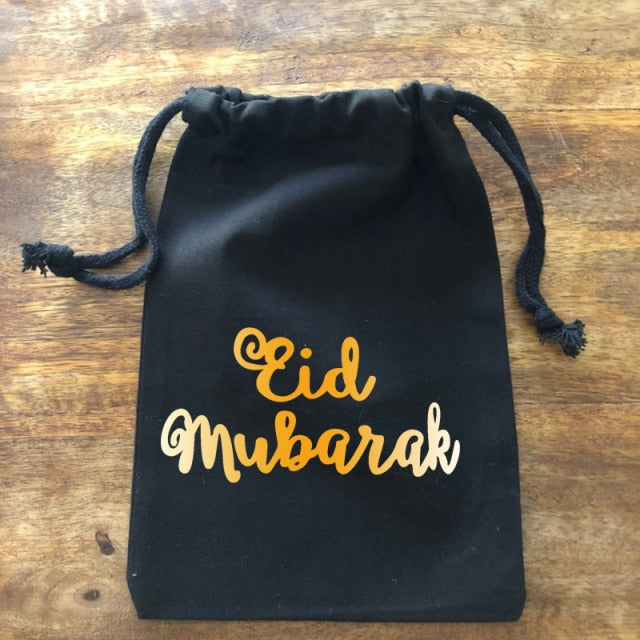 5pcs black Eid Mubarak gift present Treat favor bag happy Ramadan Al Adha Muslim Islamic Kareem Party Dessert table decoration